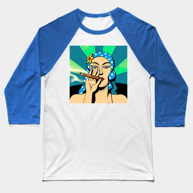 Freedom cigar - smoking lady Baseball T-Shirt by KFX Productions